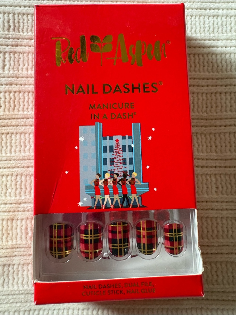 Red Aspen Red Plaid Nail Dashes Press-On Nails Kickin It With Roman